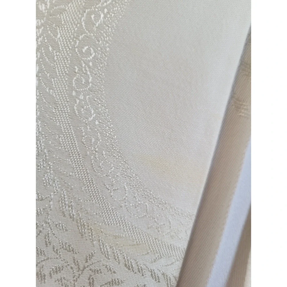 Vtg White‎ Floral Metallic Home Dining Tablecloth & Napkins 60